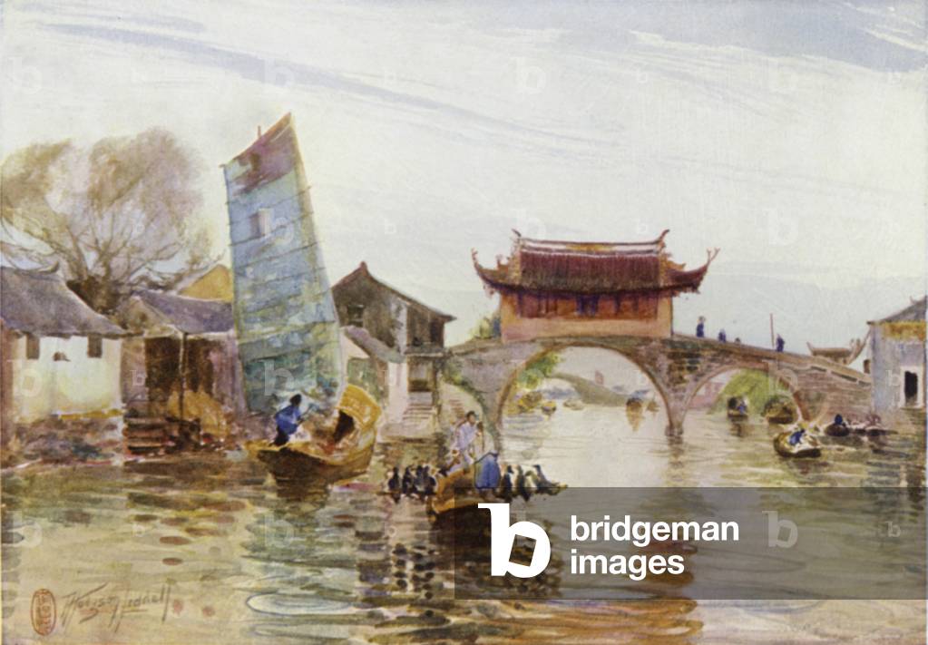 At Wong-Dong, Cormorant Fishing (colour litho)