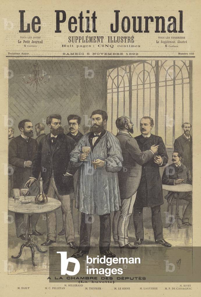 In the bar of the Chamber of Deputies (colour litho)