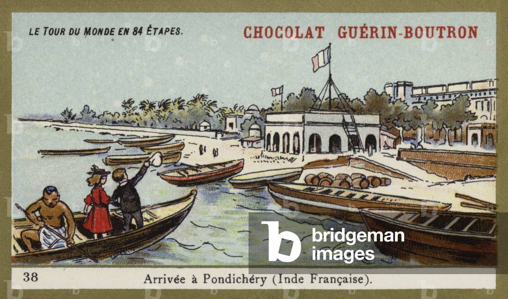 Arrival at Pondicherry (French India) (chromolitho)