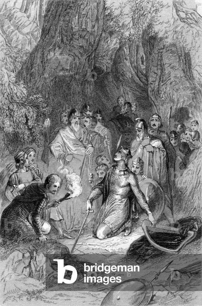 Anglo-Saxon England: Alfred describing the Danish Camp on his return (engraving)