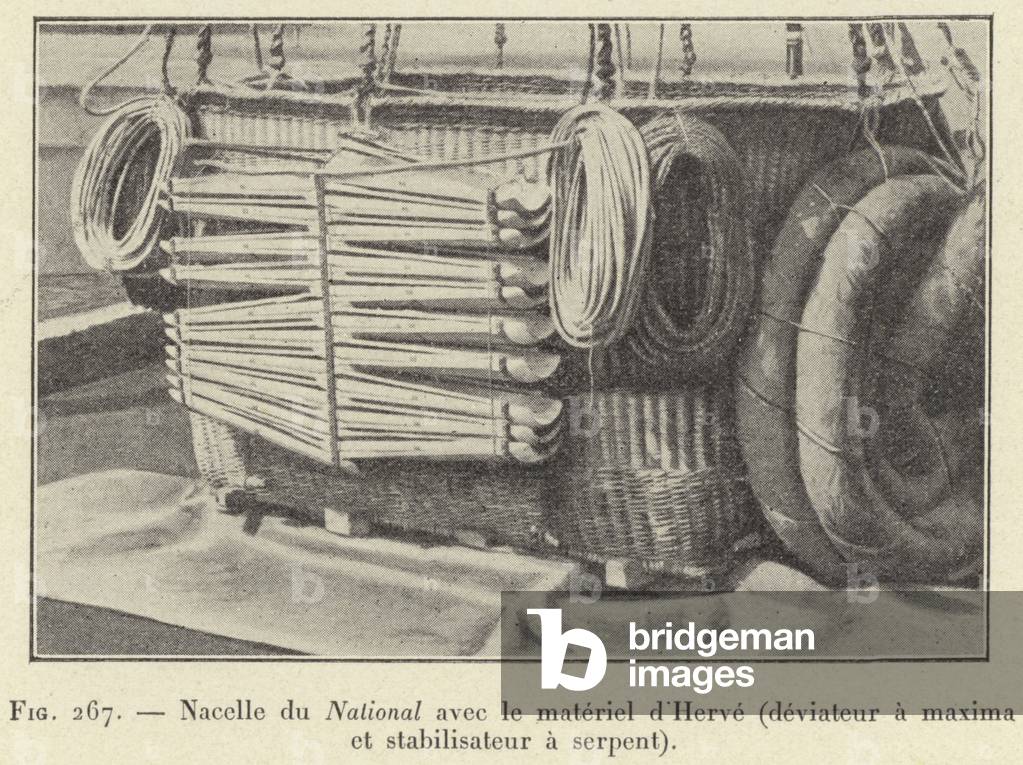 Nacelle du National avec le materiel d'Herve (deviateur a maxima et stabilisateur a serpent) (engraving)