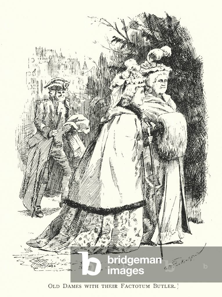 Old Dames with their Factotum Butler (litho)