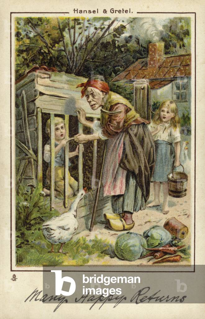 Hansel and Gretel (colour litho)