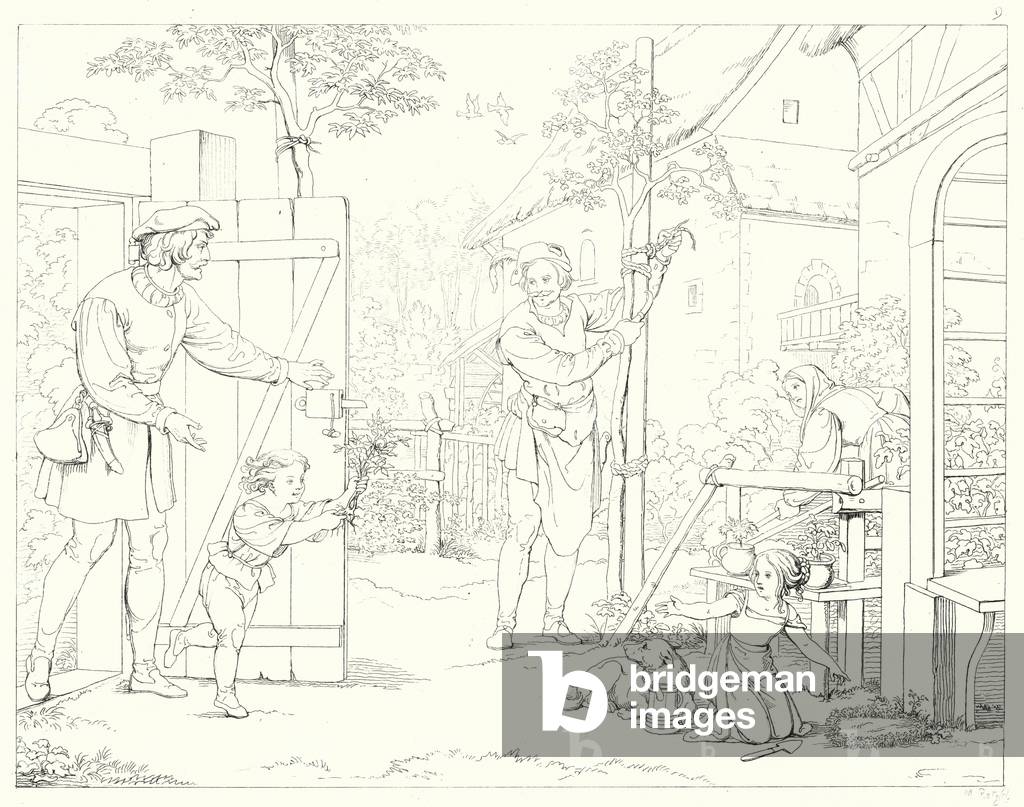 Illustration for Schiller's Lied von der Glocke, or The Song Of The Bell (engraving)