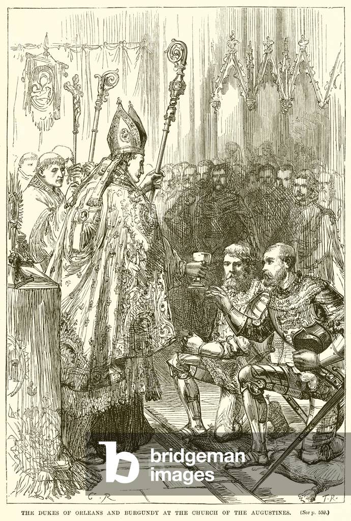 The Dukes of the Orleans and Burgundy at the Church of the Augustines (engraving)