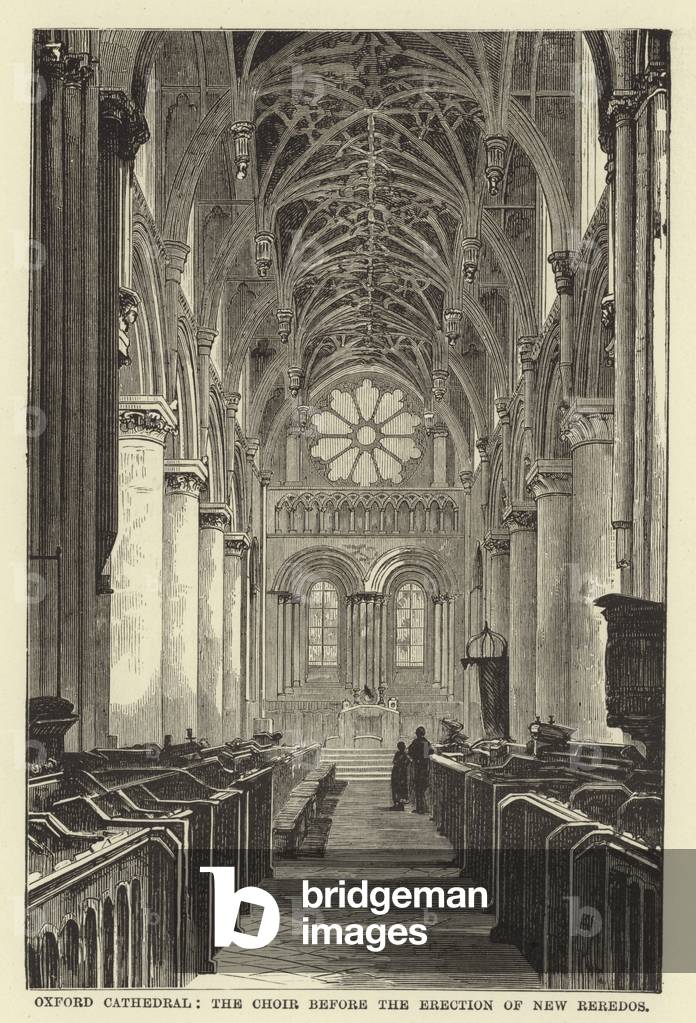 Oxford Cathedral, the choir before the erection of new reredos (engraving)