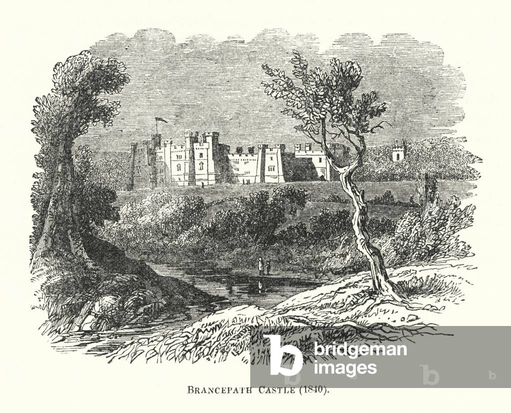 Brancepath Castle, 1840 (engraving)