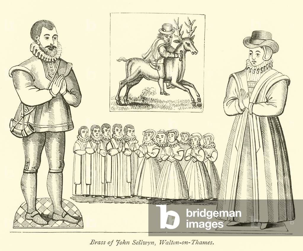 Brass of John Sellwyn, Walton-on-Thames (engraving)