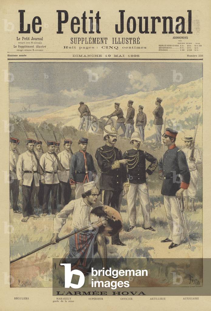 The Hova army, Madagascar (colour litho)