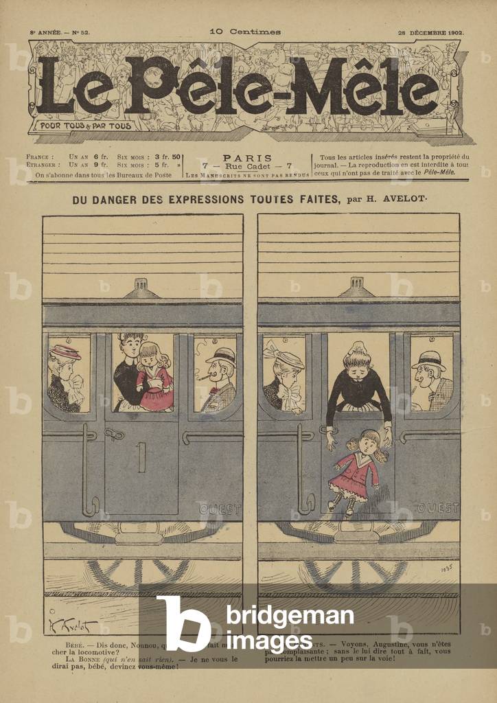Du danger des expressions toutes faites. Illustration for Le Pele-Mele, 1902 (colour litho)