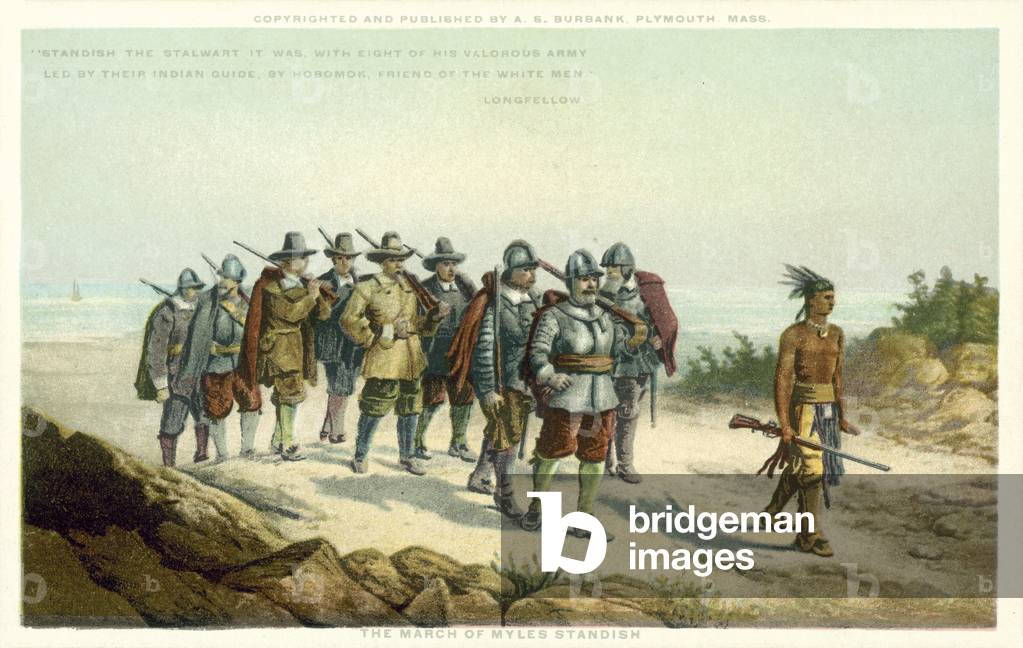 The March of Myles Standish (colour litho)