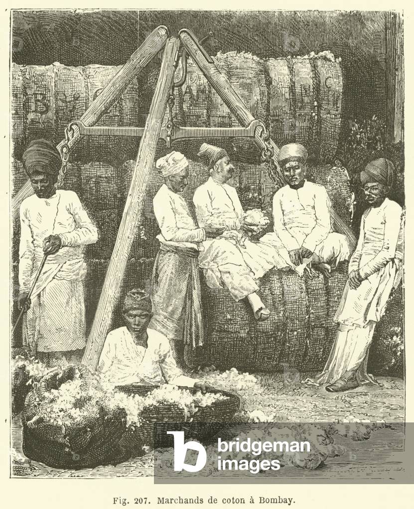Marchands de coton a Bombay (engraving)