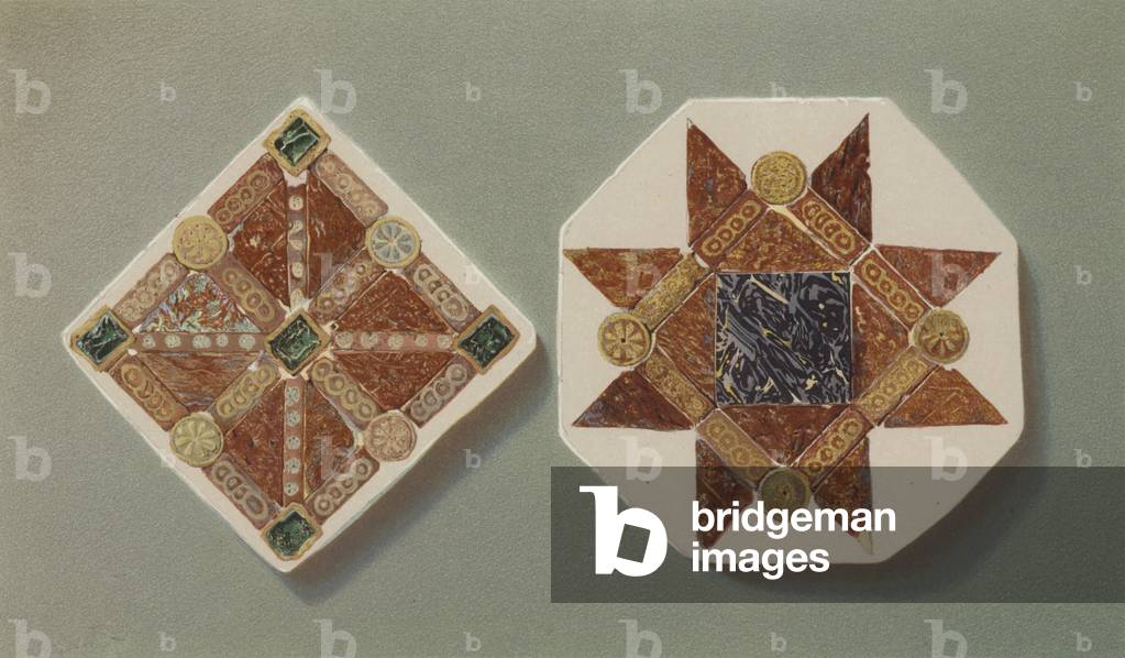 Pavements of mural decoration, Roman, 3rd or 4th century (chromolitho)