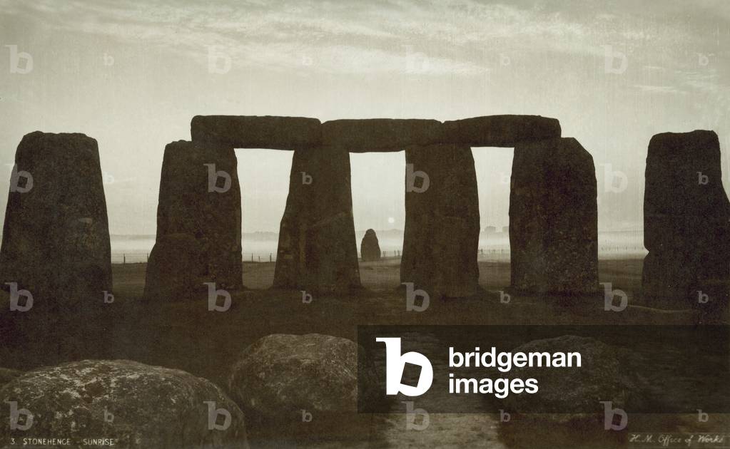 Sunrise at Stonehenge (b/w photo)