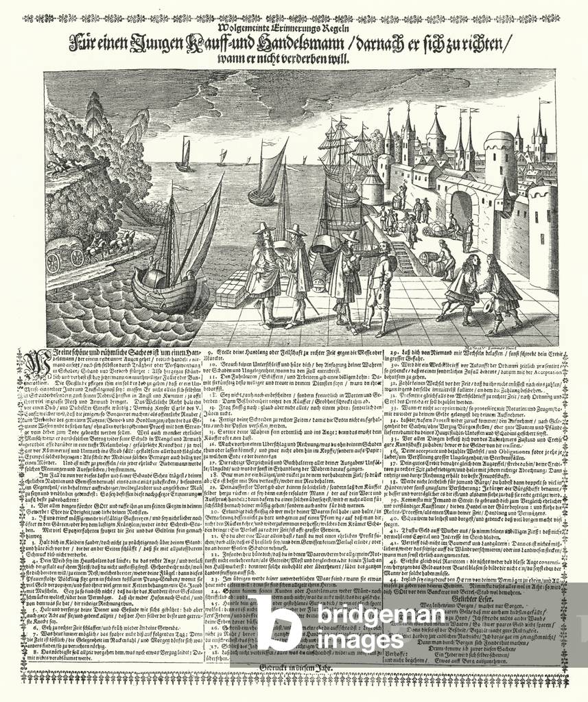 Instructions for young merchants, 17th Century (engraving)