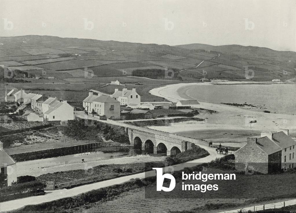 Cushendun, the River, the Hills, and Cushendun Bay (b/w photo)