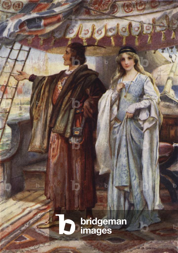 Prince Henry and Elsie sailing homewards (colour litho)