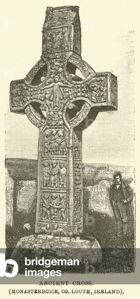 Ancient Cross, Monasterboice, County Louth, Ireland (engraving)