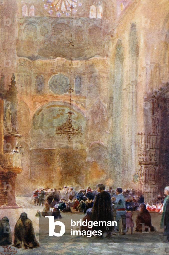 Toledo, the South Transept (colour litho)