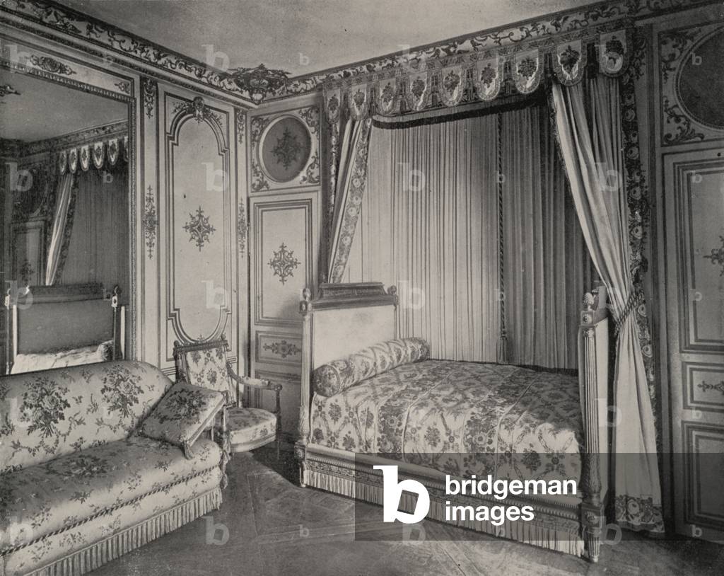 Bed-Room of Madame de Maintenon, Fontainebleau Palace (b/w photo)