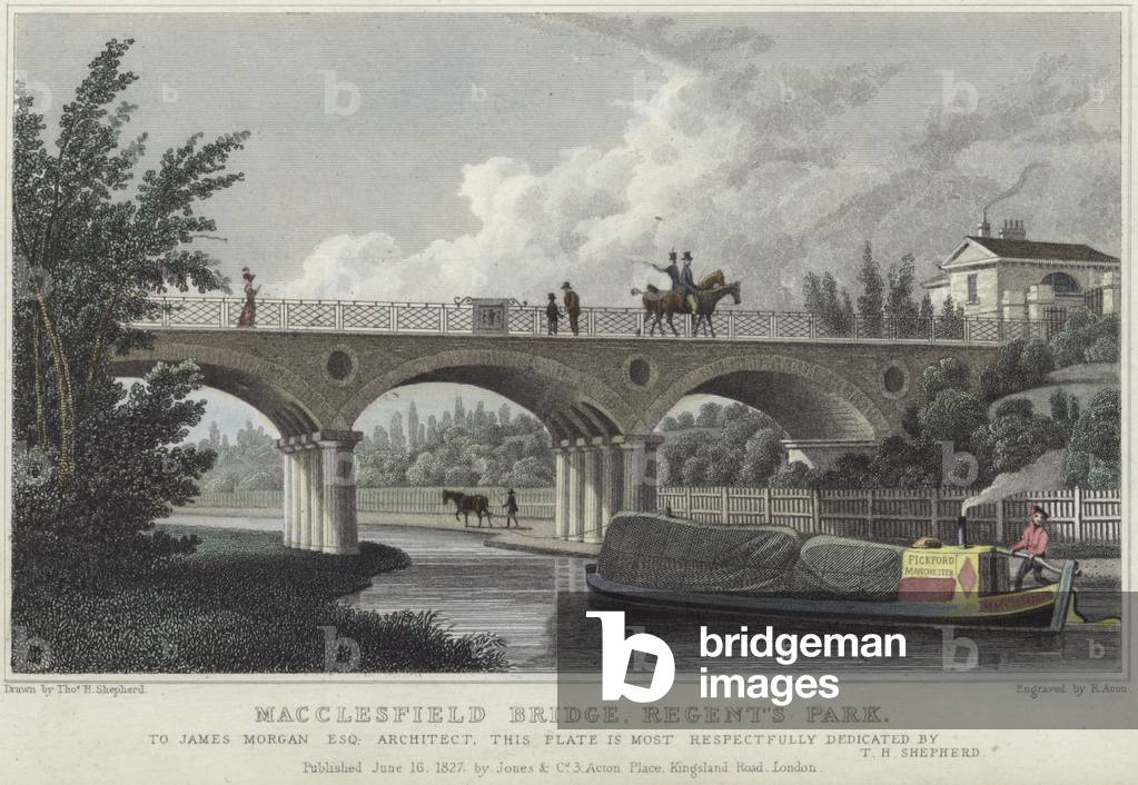 Macclesfield Bridge in Regent's Park (coloured engraving)