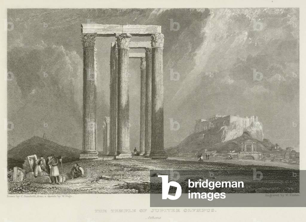 The Temple of Jupiter Olympus, Athens (engraving)