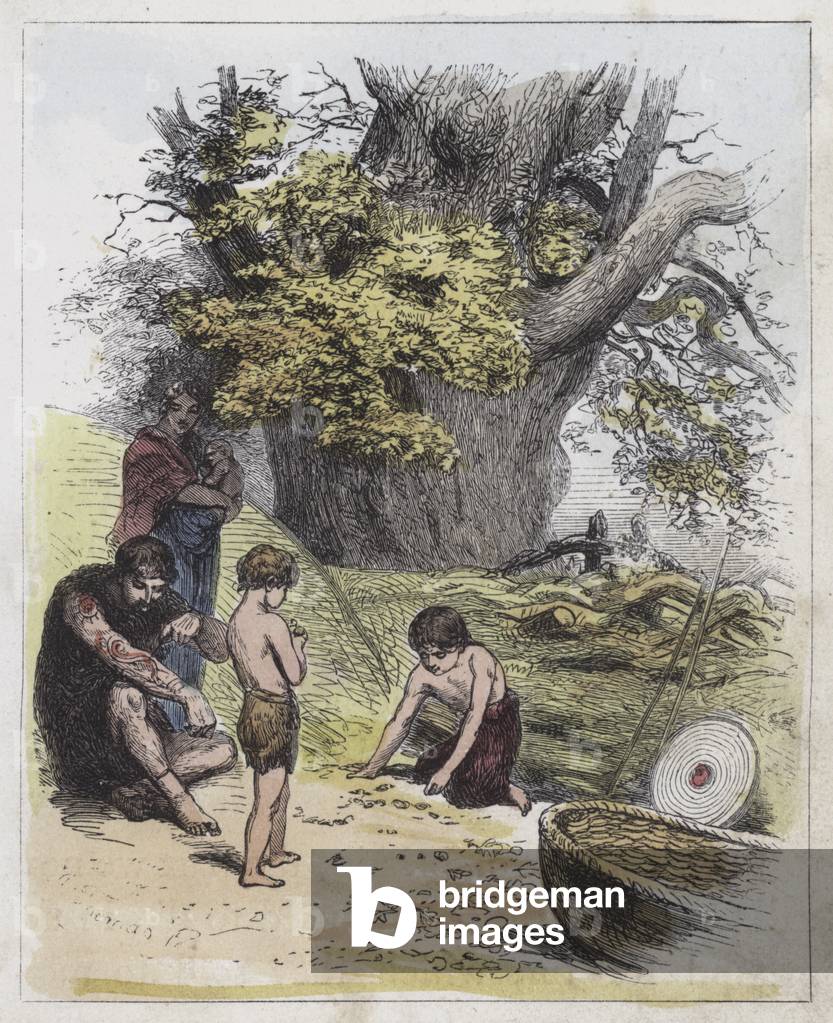 Ancient Britons (coloured engraving)