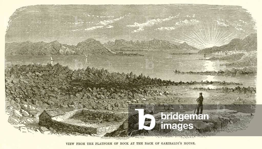 View from the Platform of Rock at the back of Garibaldi's House (engraving)