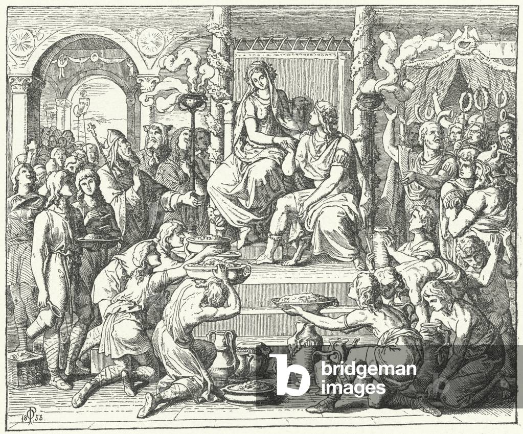 The marriage of Ataulf, King of the Visigoths, and Galla Placidia, daughter of the Roman Emperor Theodosius I, 414 (engraving)