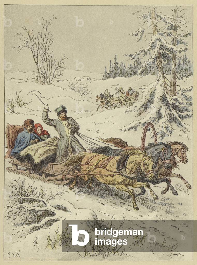 Traineaux Russes (colour litho)