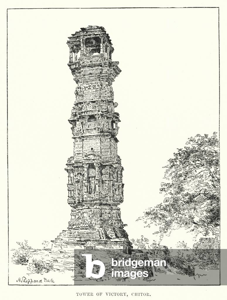 India: Tower of Victory, Chitor (engraving)