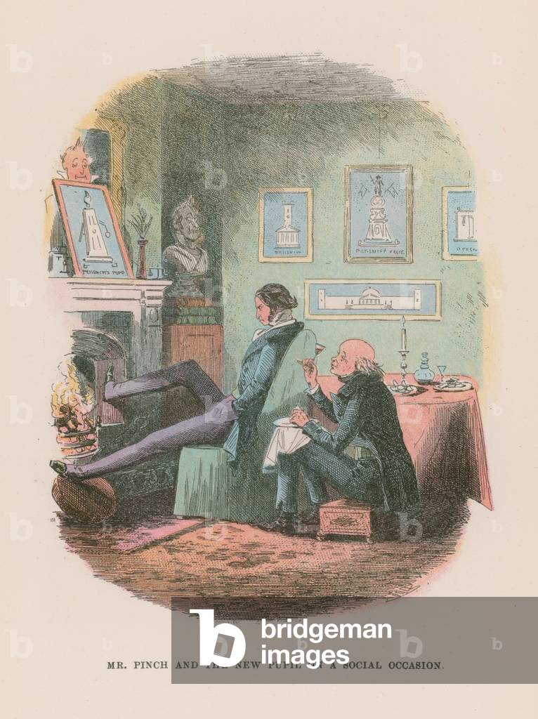 Illustration for Martin Chuzzlewit (colour litho)
