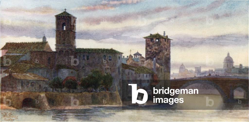 Rome. The Isle of S. Bartolomeo (colour litho)