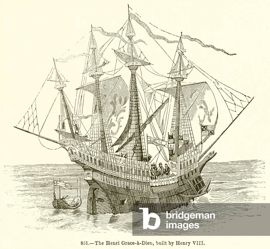 The Henri Grace-a-Dieu, Built by Henry VIII (engraving)