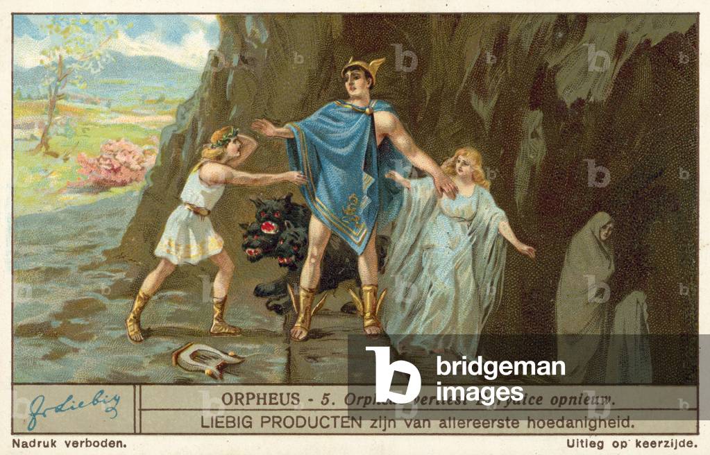 Orpheus loses Eurydice again (chromolitho)