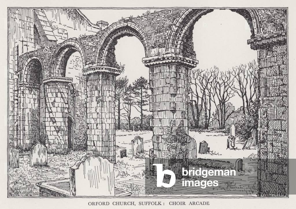 Orford Church, Suffolk, Choir Arcade (litho)