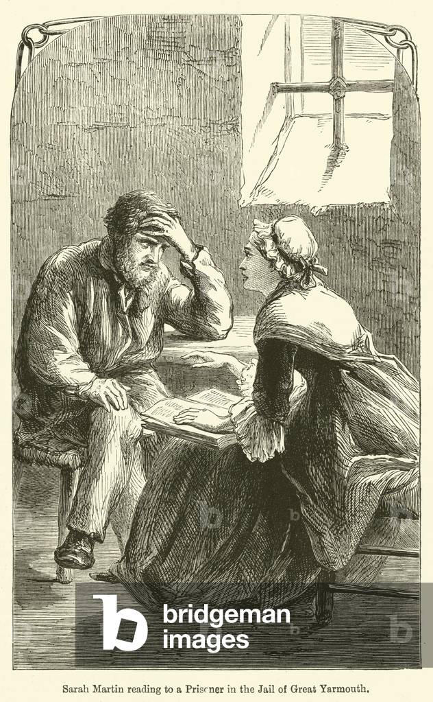 Sarah Martin reading to a Prisoner in the Jail of Great Yarmouth (engraving)