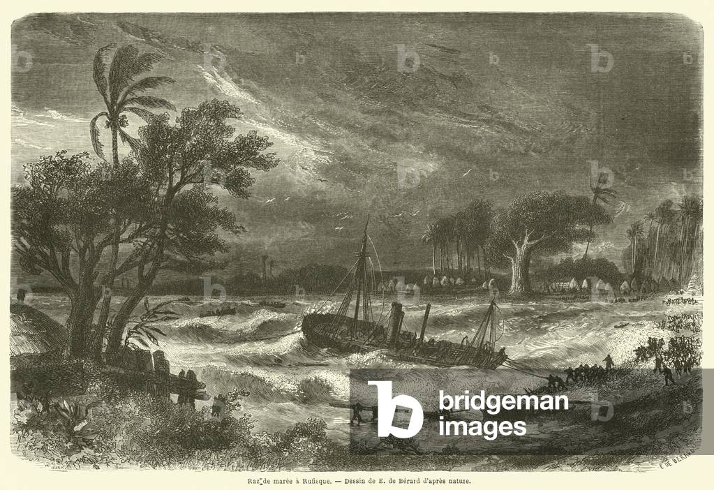 Raz de maree a Rufisque (engraving)