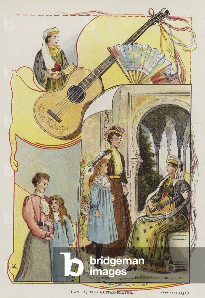 Juanita, The Guitar-Player (colour litho)