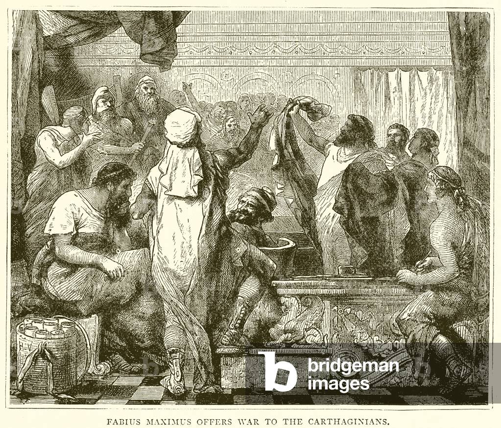 Fabius Maximus offers War to the Carthaginians (engraving)