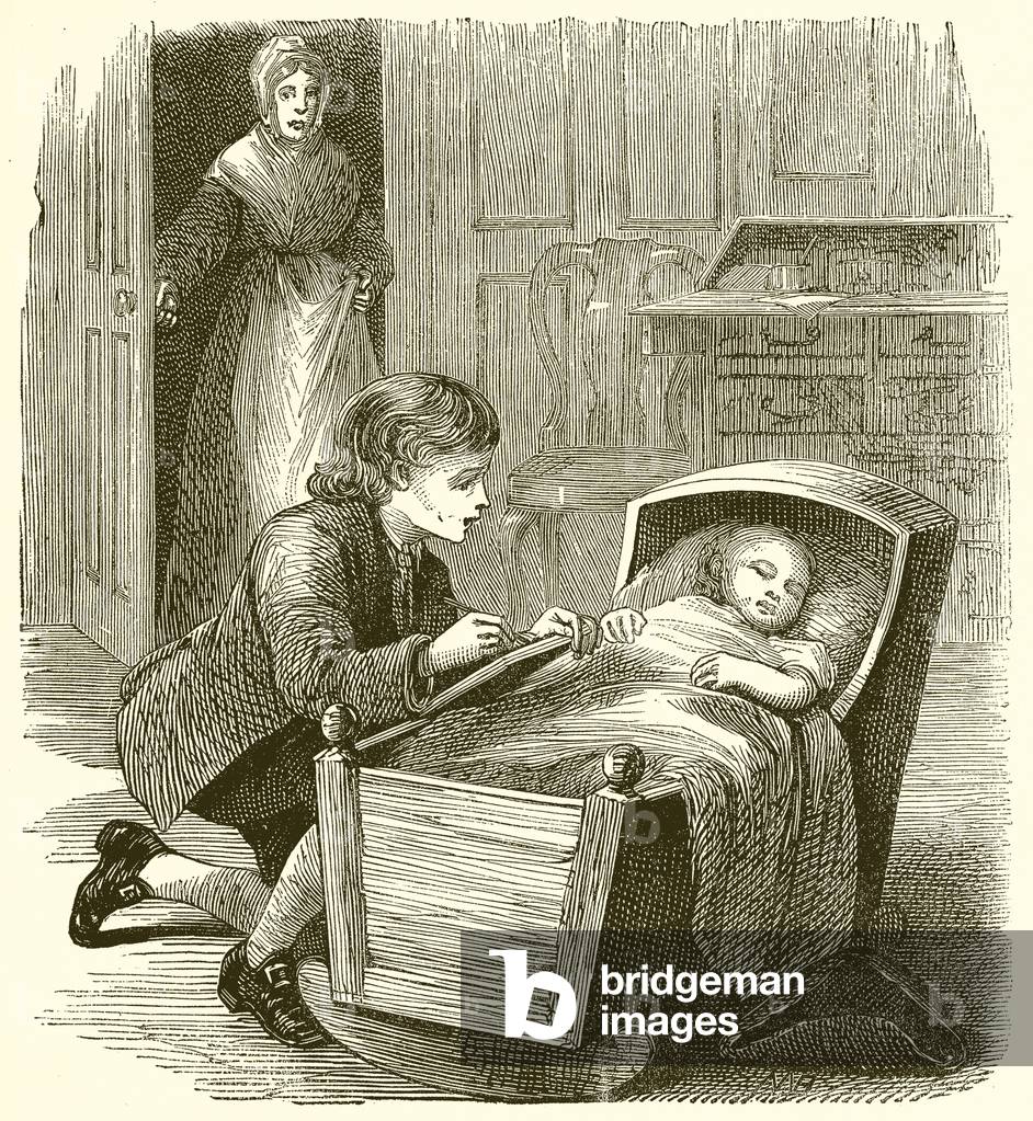 West drawing the Little Sleeper (engraving)