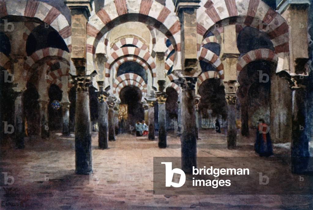 Cordoba, interior of the Mesquita (colour litho)