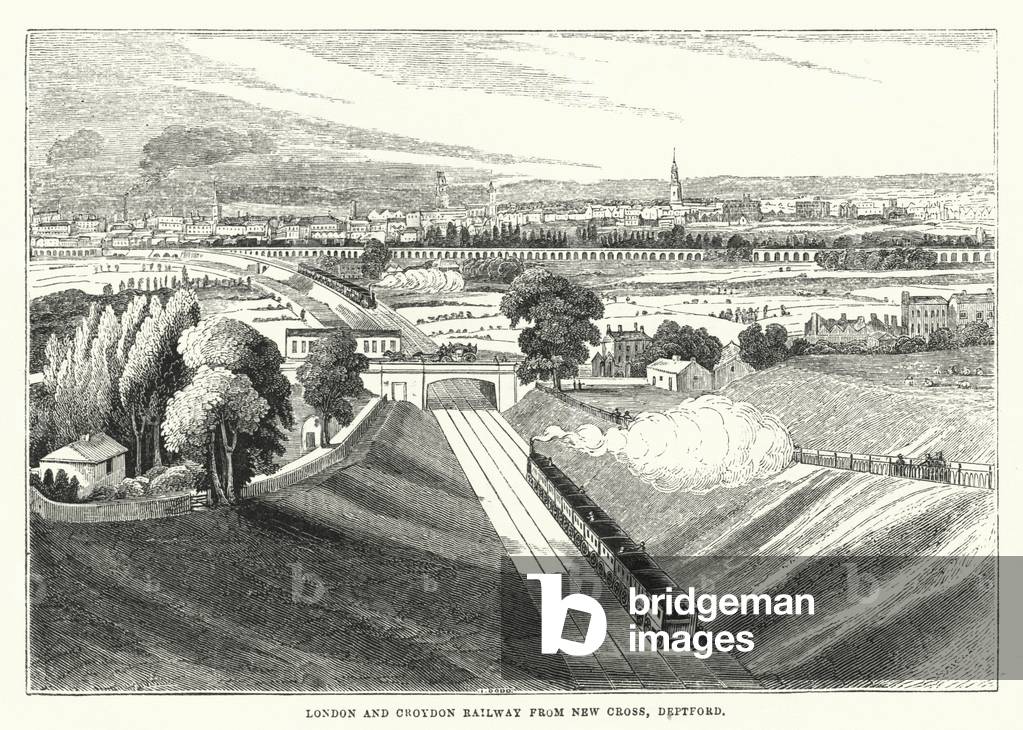 London and Croydon Railway from New Cross, Deptford (engraving)