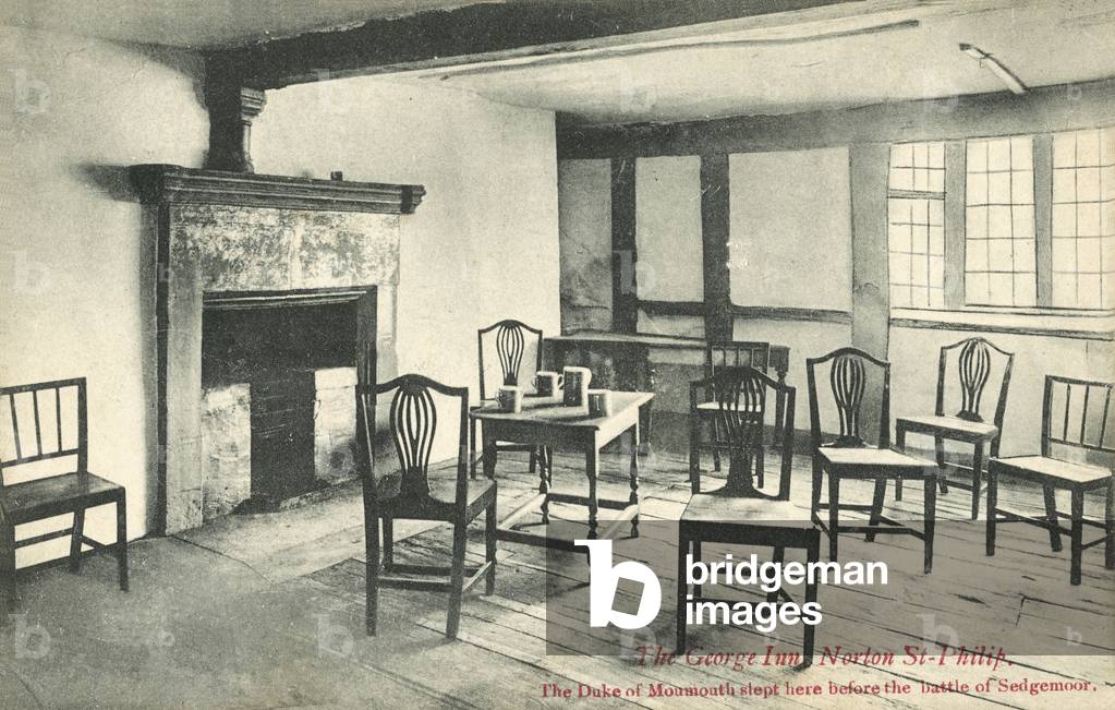The George Inn, Norton St Philip. The Duke of Monmouth slept here before the Battle of Sedgemoor (b/w photo)