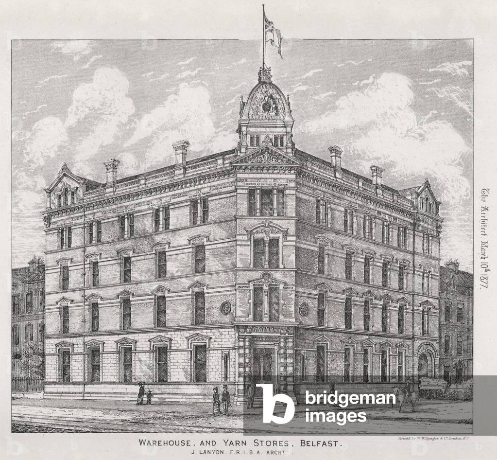 Warehouse, and Yarn Stores, Belfast (engraving)