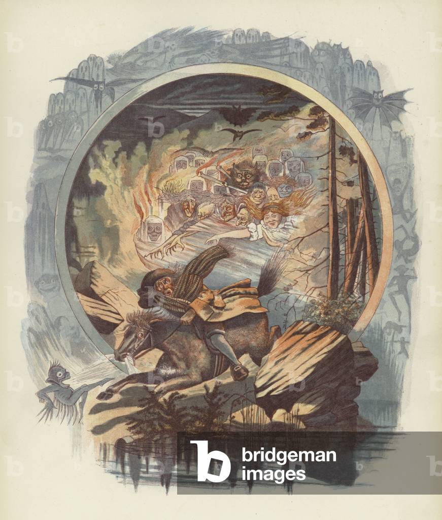 Illustration for Tam O'Shanter by Robert Burns (colour litho)