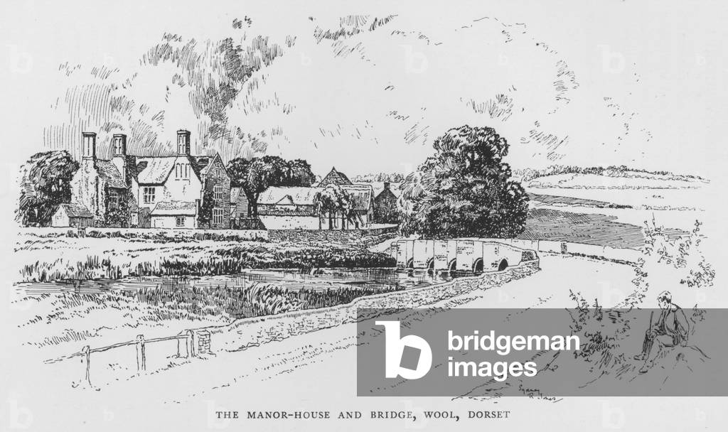 The Manor-House and Bridge, Wool, Dorset (litho)