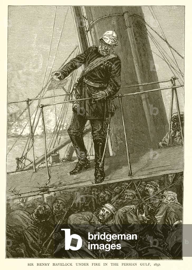 Sir Henry Havelock under Fire in the Persian Gulf, 1857 (engraving)