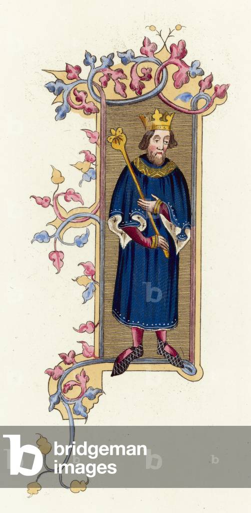 John, King Of France (coloured engraving)
