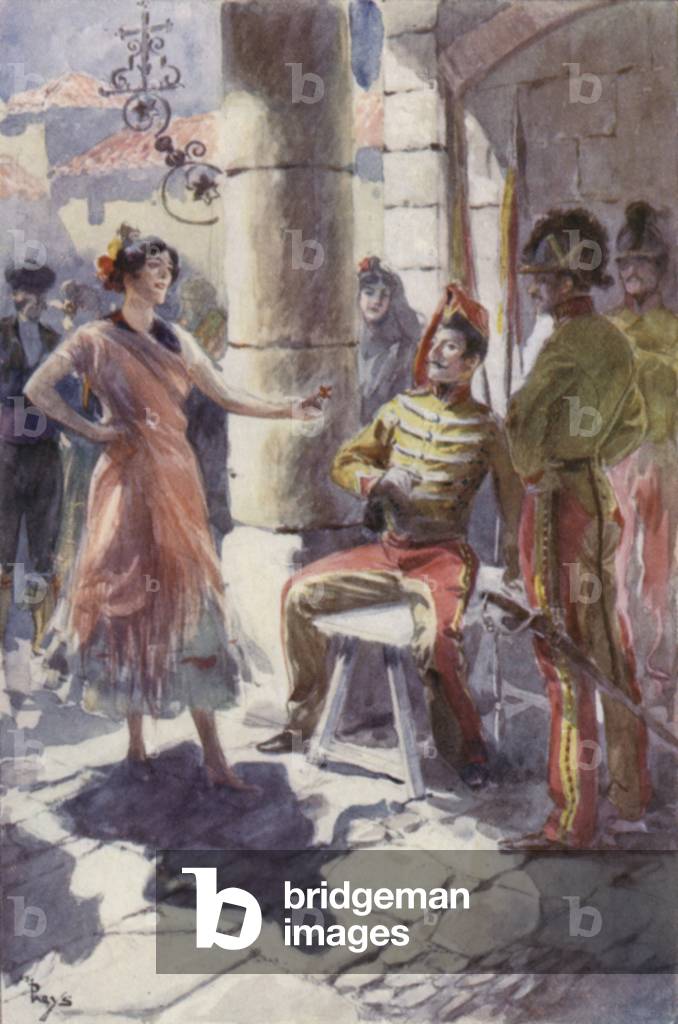 With her hand on her hip she had an answer for each and all (colour litho)